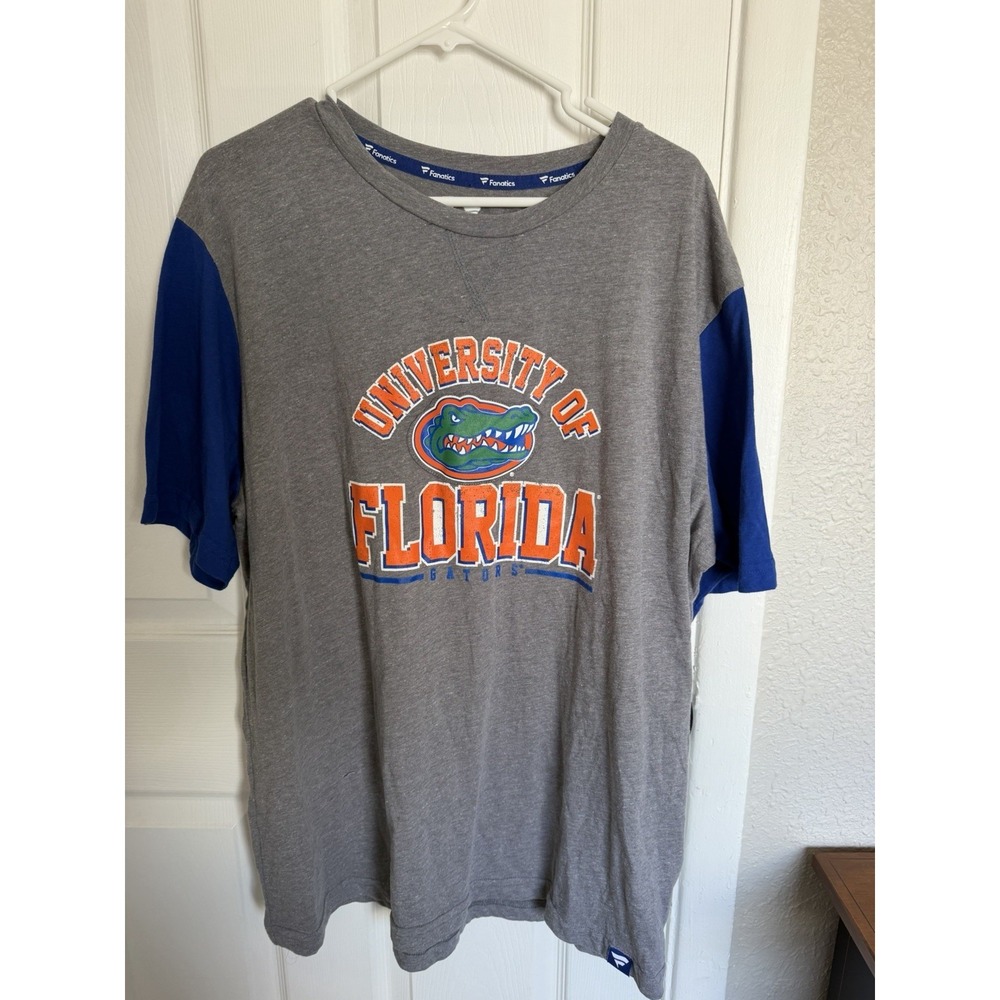 Fanatics Florida Gators Men's T-Shirt Gray/Blue Short Sleeve Size 2XL
